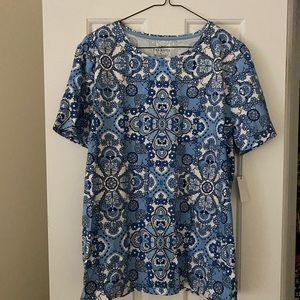 Talbots short sleeve blue top.